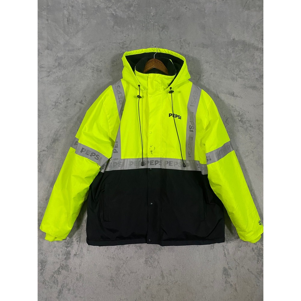 Pepsi Workwear Jacket XL Neon Yellow Zero Zone Sherpa Lined Hi-Vis Parka *READ*
